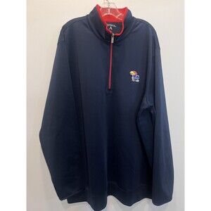 Antigua Kansas Jayhawks 3XL Quarter-Zip Pullover Navy Blue NCAA  Excellent Cond.